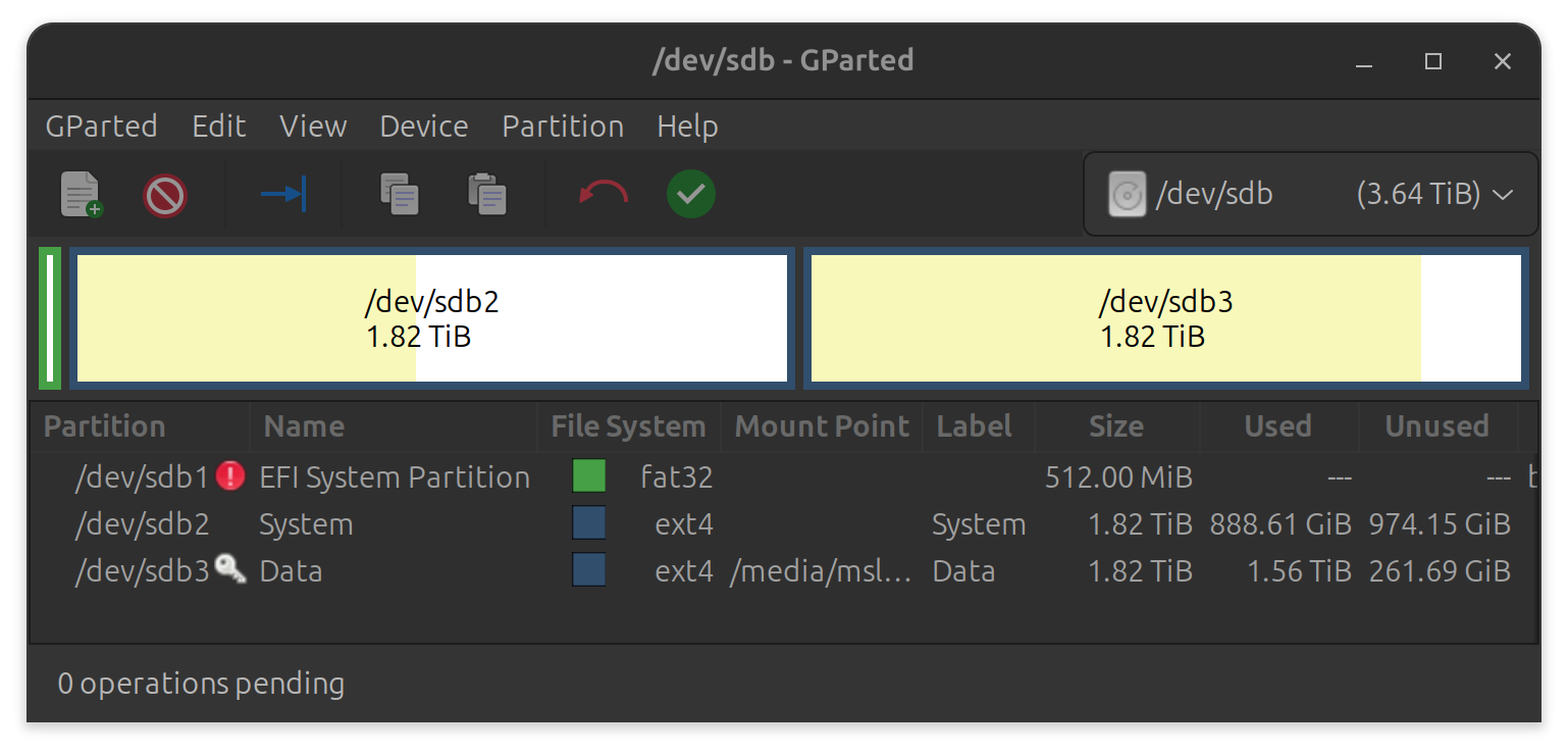 4 TB Gojira SATA3 system and <span class=code>Data</span> partitions